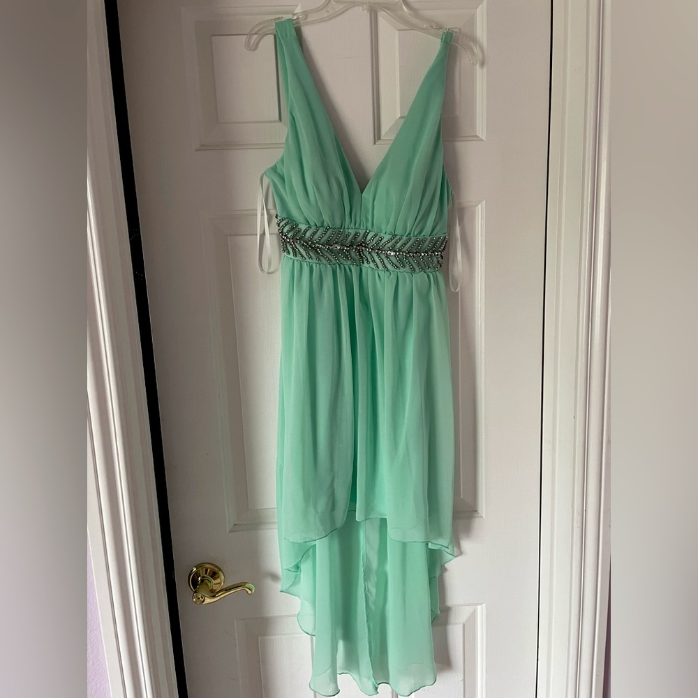 City Studio mint green high low dress